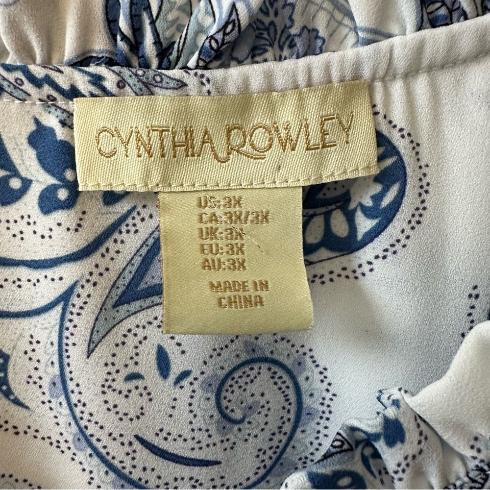 Cynthia Rowley Paisley Print Smocked Sleeve Tunic Blouse Women’s Size 3X - Picture 5 of 9